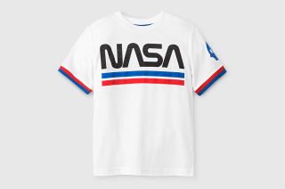 An infant boy t-shirt now on sale by Target features the NASA worm on its front and the NASA meatball on its sleeve.