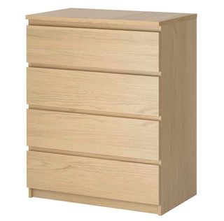 An image of one of the recalled Ikea dressers, called the MALM 4-drawer dresser.