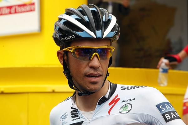Another hard day at the office for Alberto Contador as the Spaniard crashed during the Tour's ninth stage.