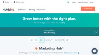 Website screenshot for Hubspot Marketing Hub