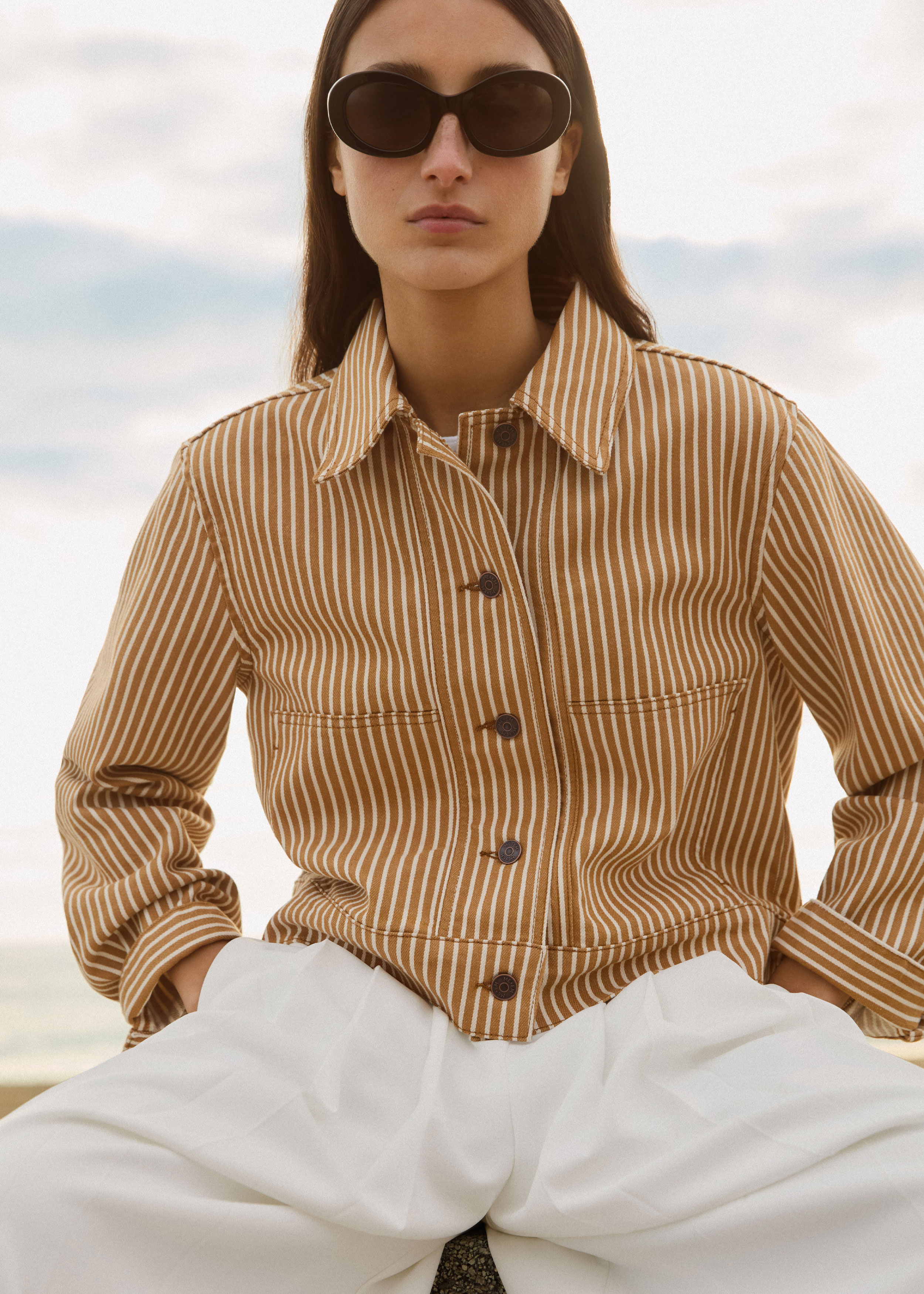 Cotton Denim Stripe Jacket