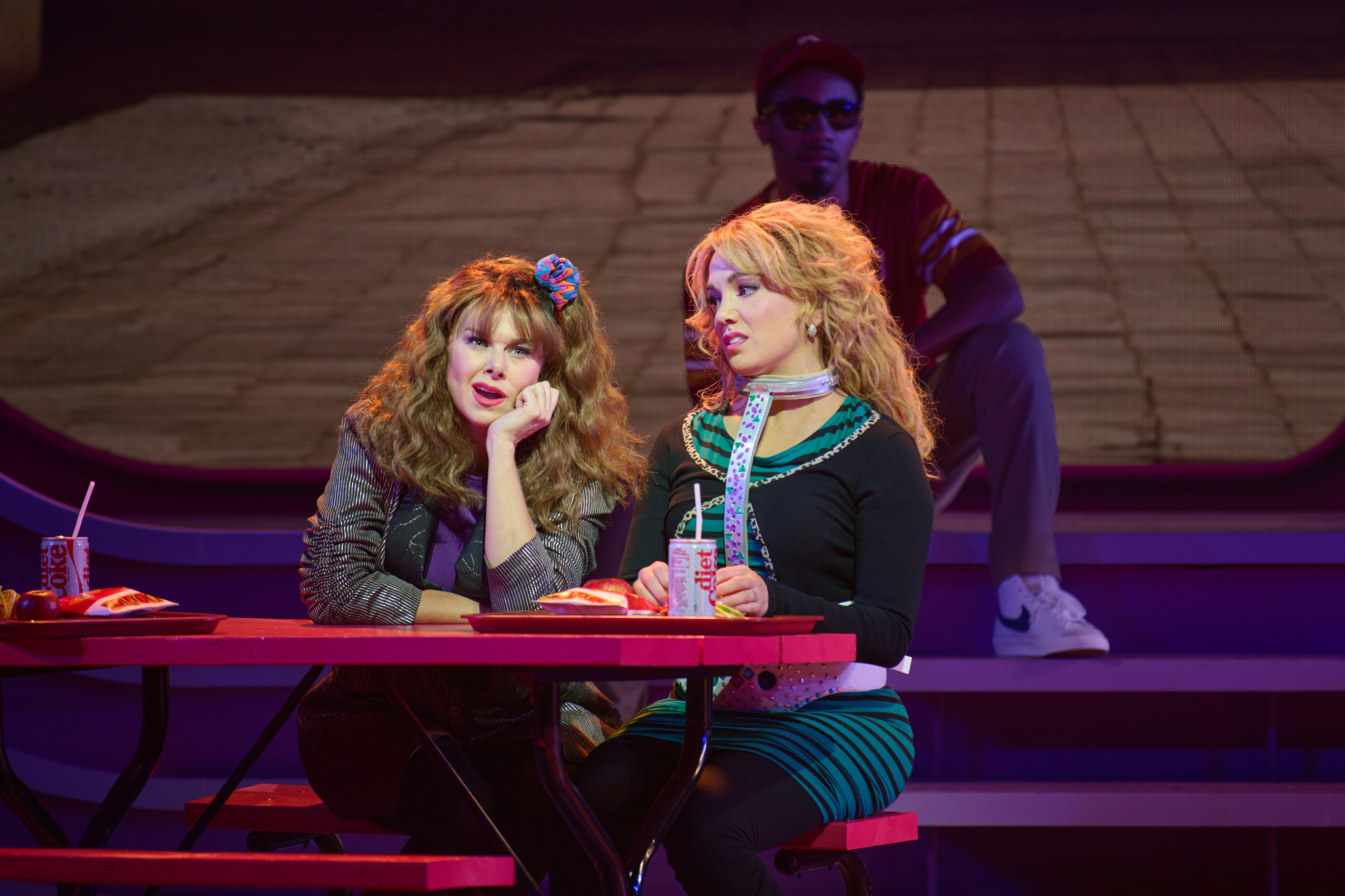Laura Bell Bundy and Kara Lindsay as romy and michele during their high school years in a flashback of romy and michele the musical