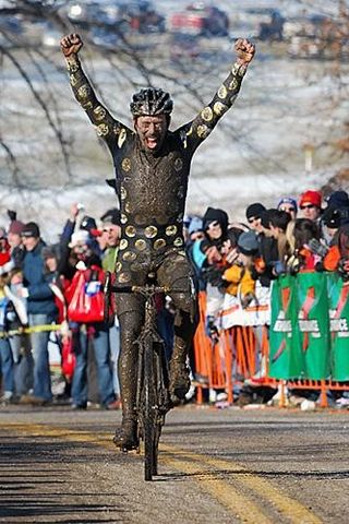 Tim Johnson with an exuberant salute in 2007