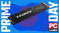 a Team group t-force g50 ssd sitting in a pc gamer prime day background