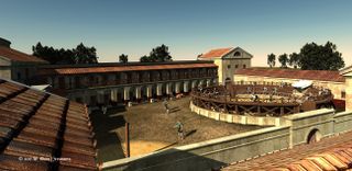 A virtual reconstruction model of the school of gladiators at Carnuntum.