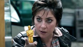 Lady Gaga as Patricia Reggiani, holding a photshopped Oscar