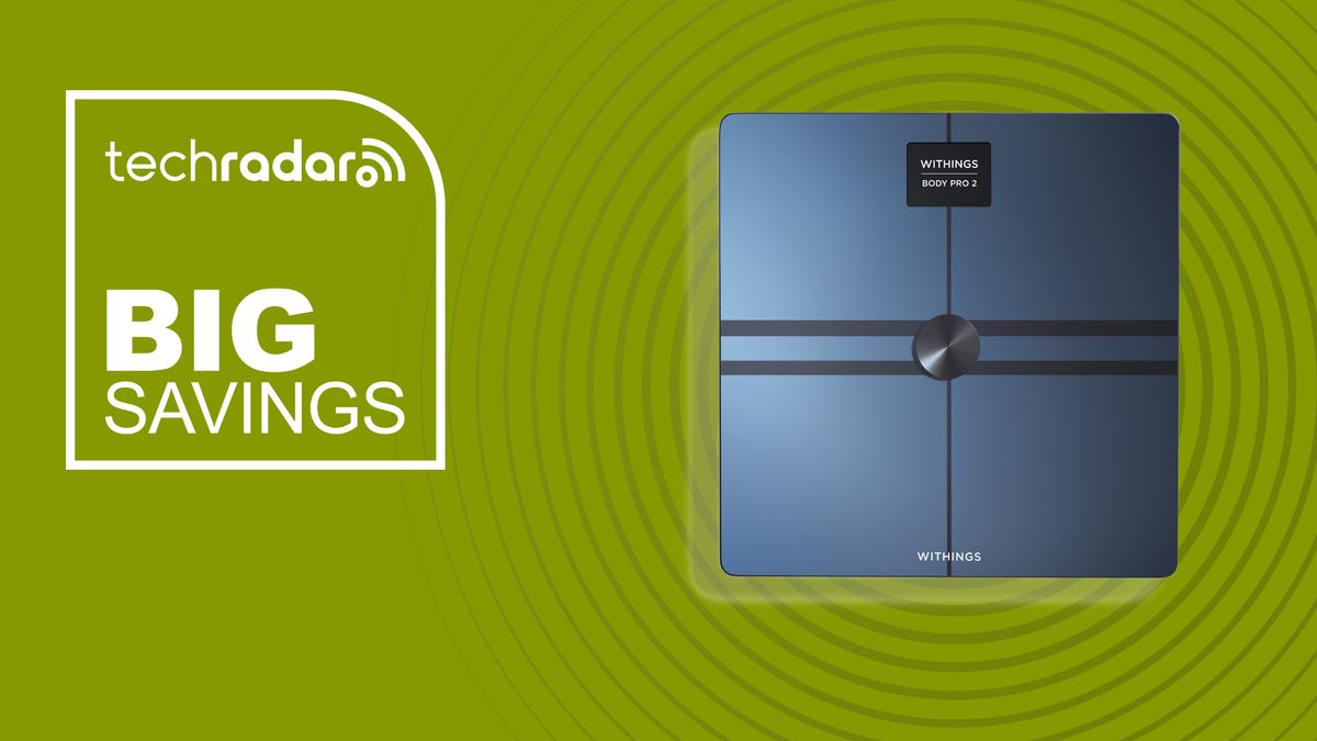 Withings smart scale on a green background with the text big savings