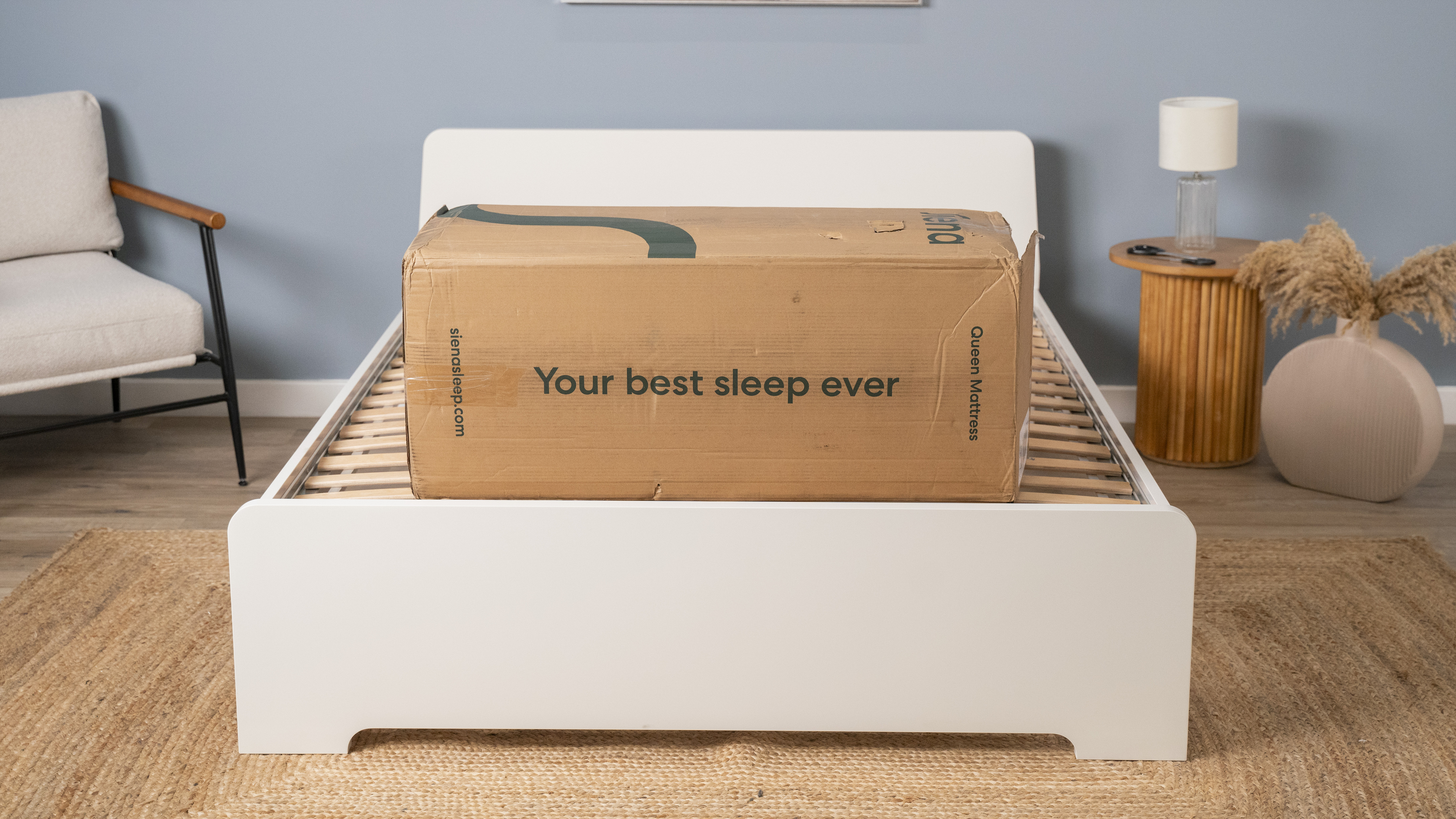 Siena Memory Foam Mattress in box on bed