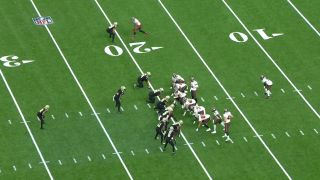 The "All 22" camera angle during the Saints vs. Bucs game