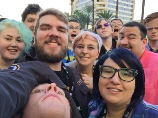 Adam (center-left) with some core members of Aphelion at BlizzCon.