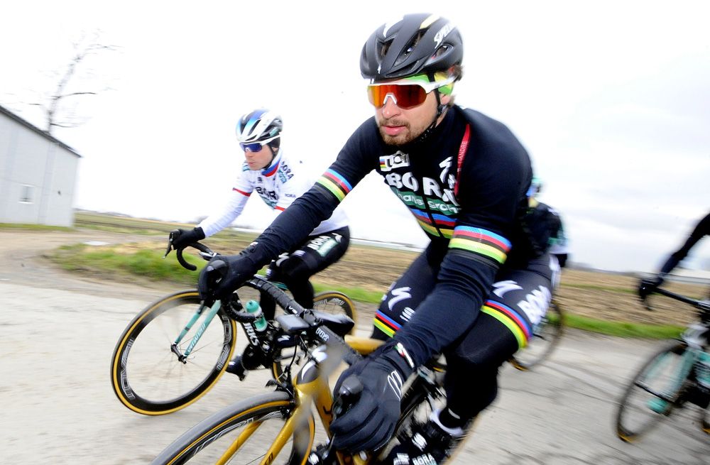 Peter Sagan out training before the Tour of Flanders
