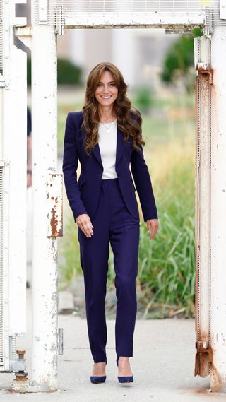 Kate Middleton in a navy suit