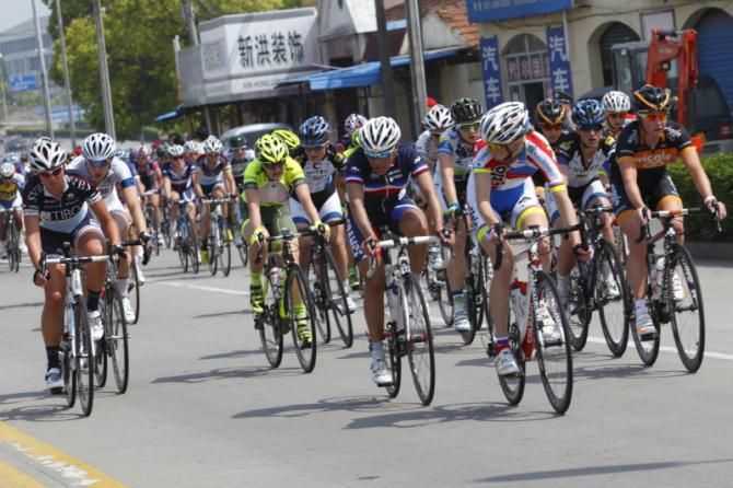 Riders look at each other whilst Biannic is once more extending her lead