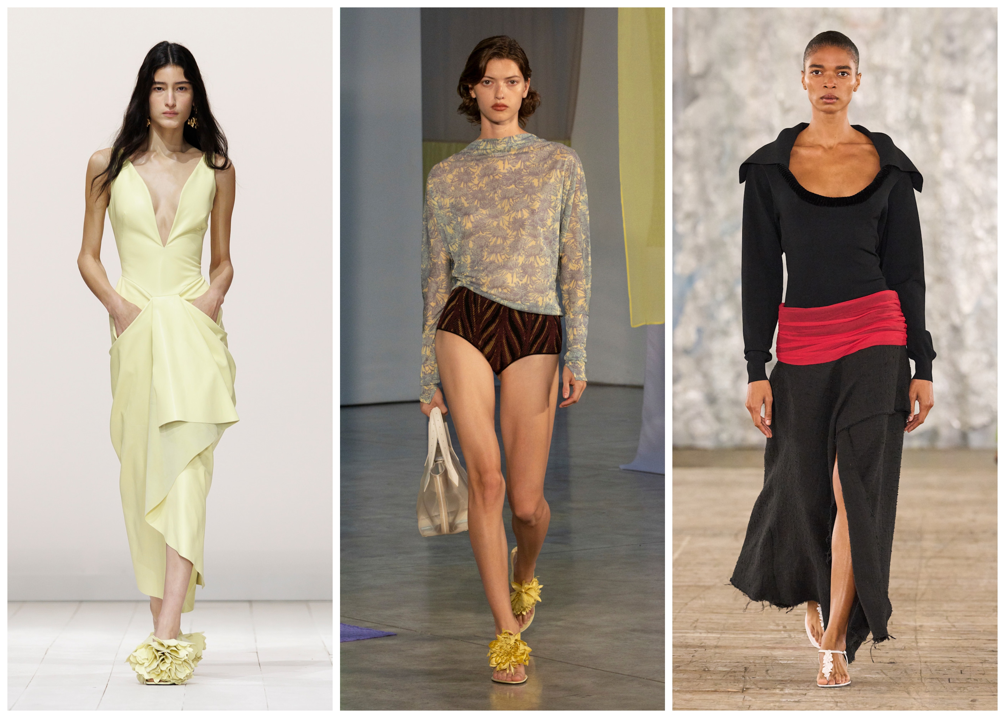 floral sandals on the spring 2026 runways of Givenchy, Proenza Schouler, and Diotima