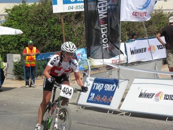Vivienne Meyer (Switzerland) races toward the finish.