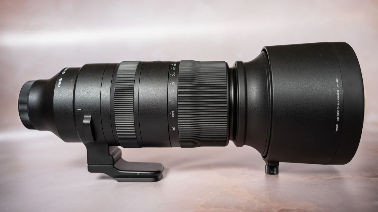 Sigma 60-600mm f/4.5-6.3 DG DN OS Sports lens on a neutral background