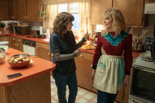 winona ryder and carla buono as the moms on the stranger things season 5 set in the wheeler family kitchen