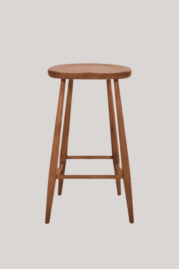 Bellingdon Bar Stool, Vintage Ash against pale gray background.
