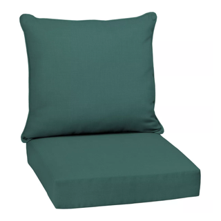 A set of green outdoor cushions