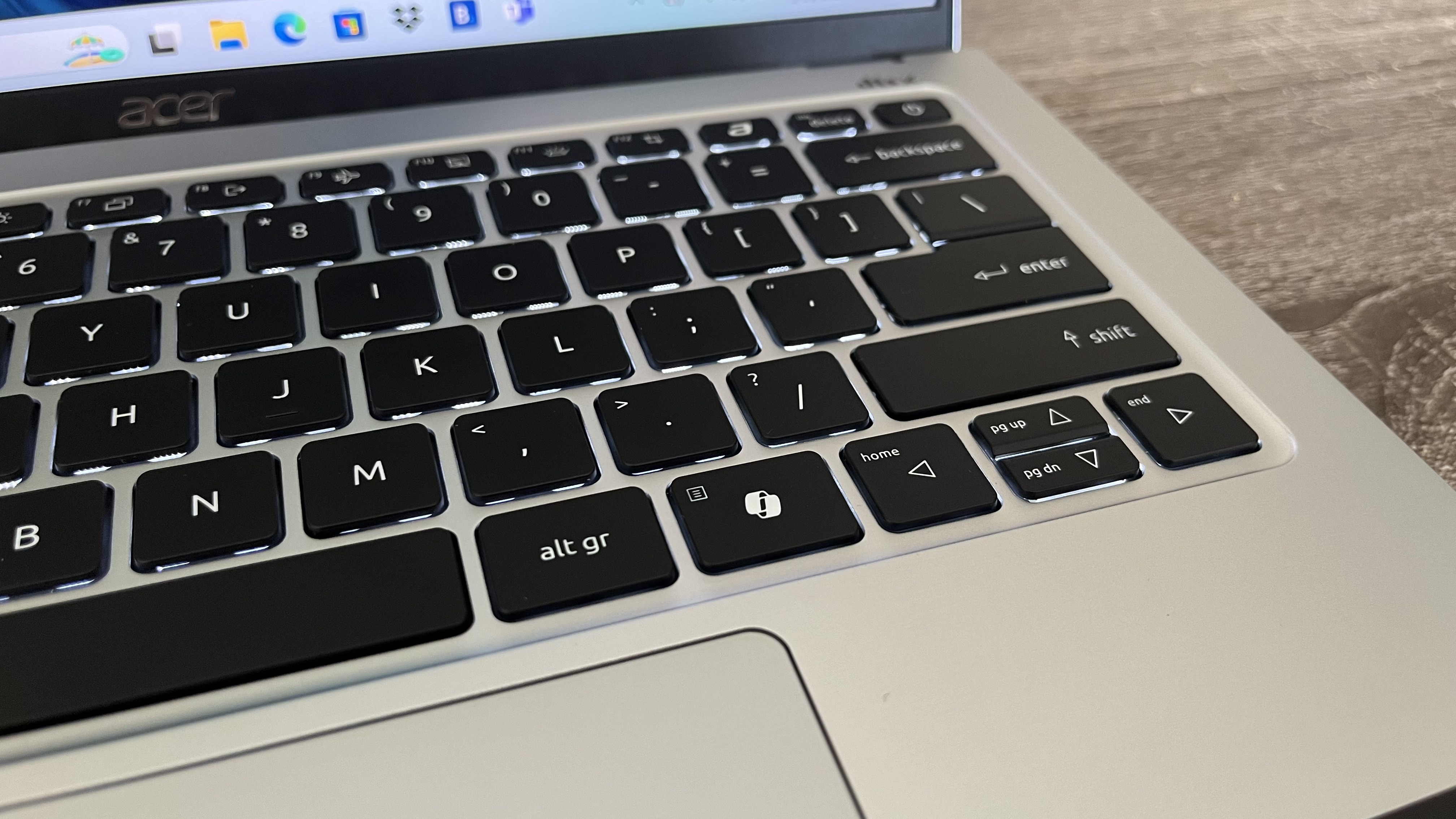 Acer Swift laptop showing the Copilot key