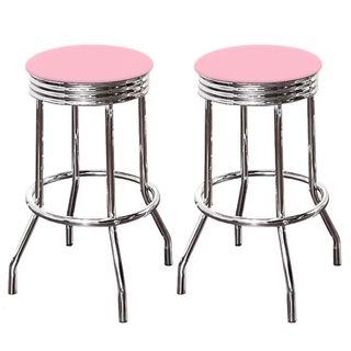 pink vinyl bar stools with chrome finish