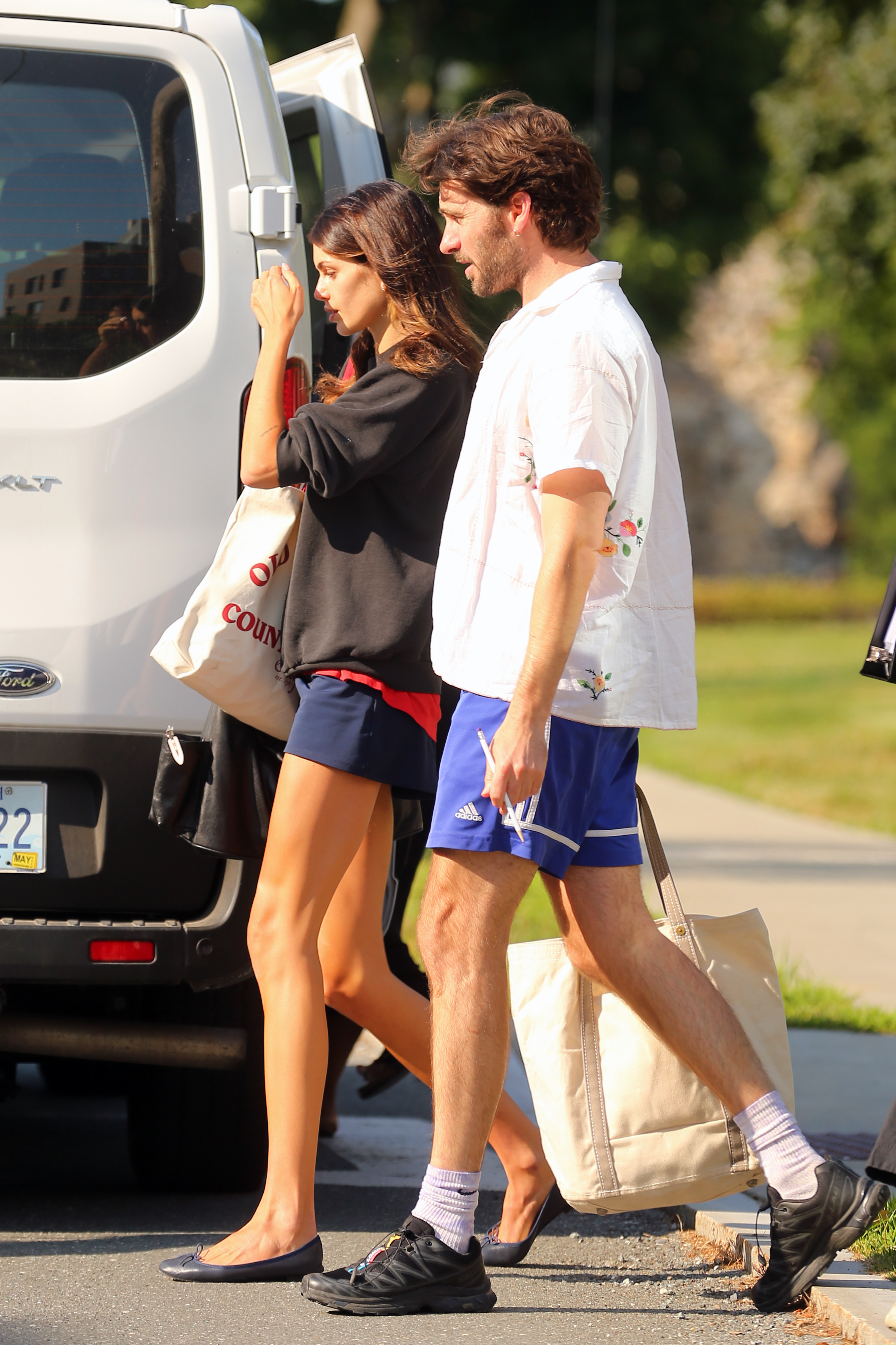 Kaia Gerber and director Gus Heagerty prepare for a new script reading series at the Williamstown Theater Festival of Rianna Simons’ “White Girls Gang” in Williamstown, Massachusetts. Kaia read at the Manton Center in the Clark Institute and returned to a dormitory building at Williams College.