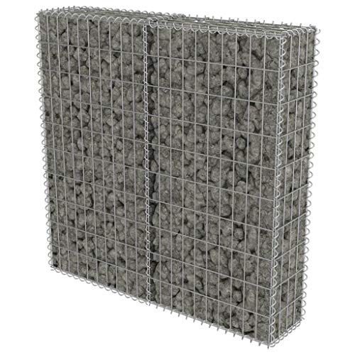 Vidaxl Gabion Wall With Covers - Galvanised Steel Landscape Accent - Rustproof and Weather-Resistant - Silver 100x20x100 Cm - Mesh Grid
