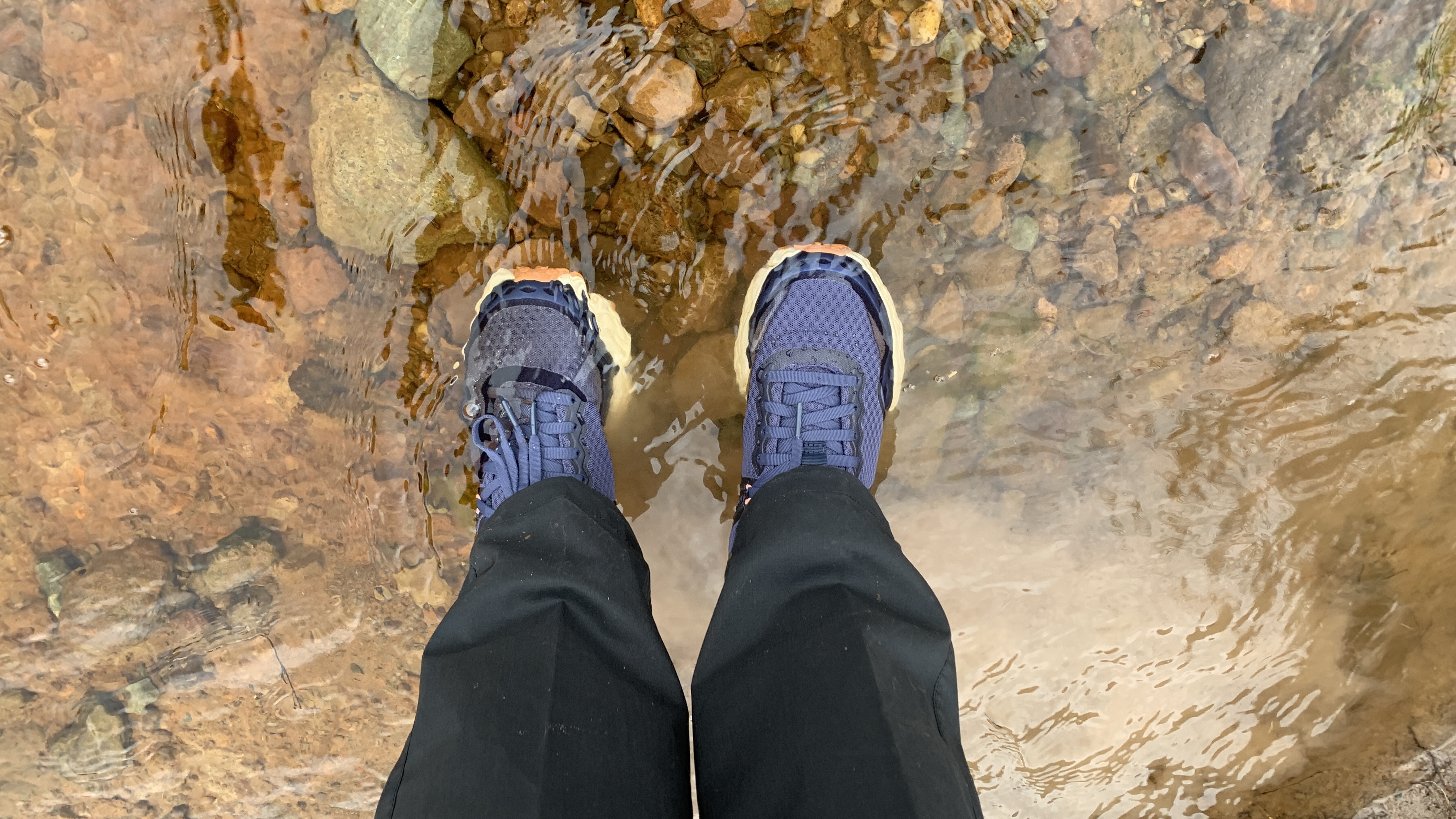 Hiking shoes in water