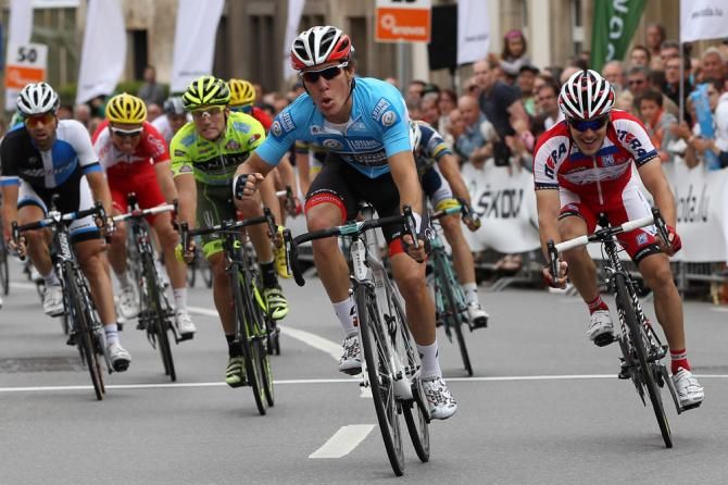 Points leader Giacomo Nizzolo (RadioShack Leopard) wins for the second straight day at the Tour of Luxembourg