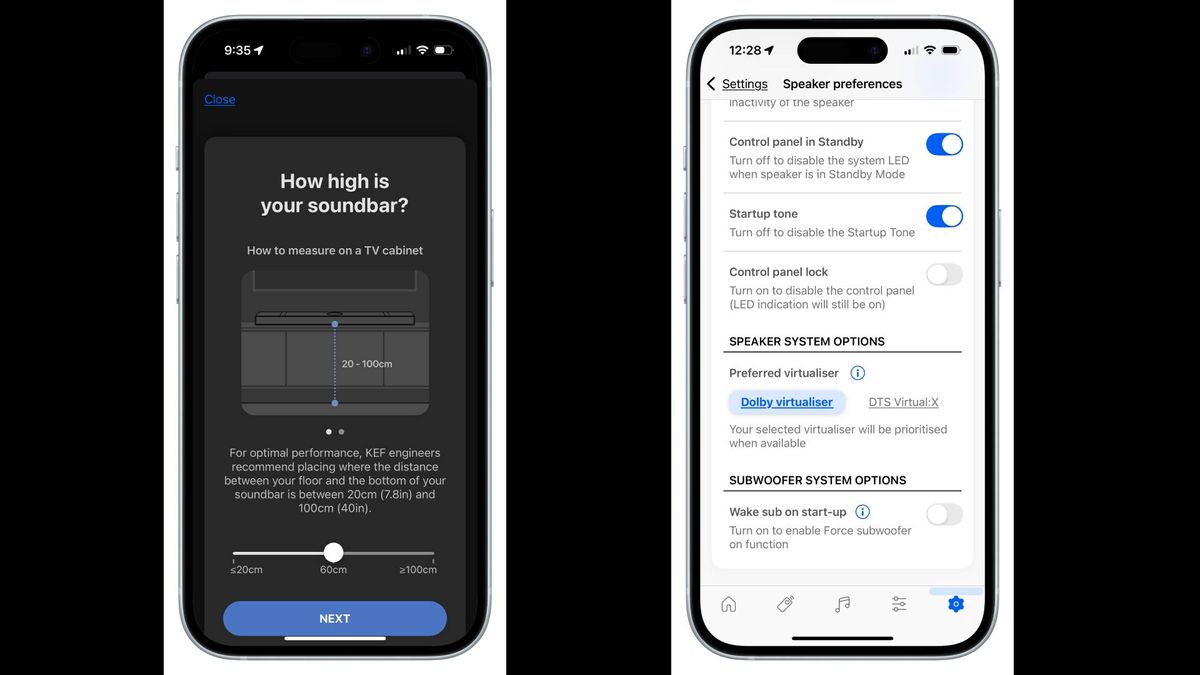 KEF XIO app screens