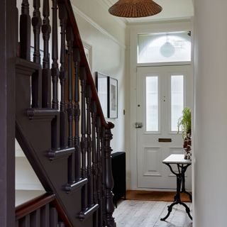 Brown stairway and hallway