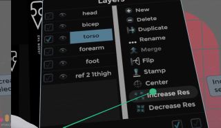 Layers dialog with Increase Res option highlighted