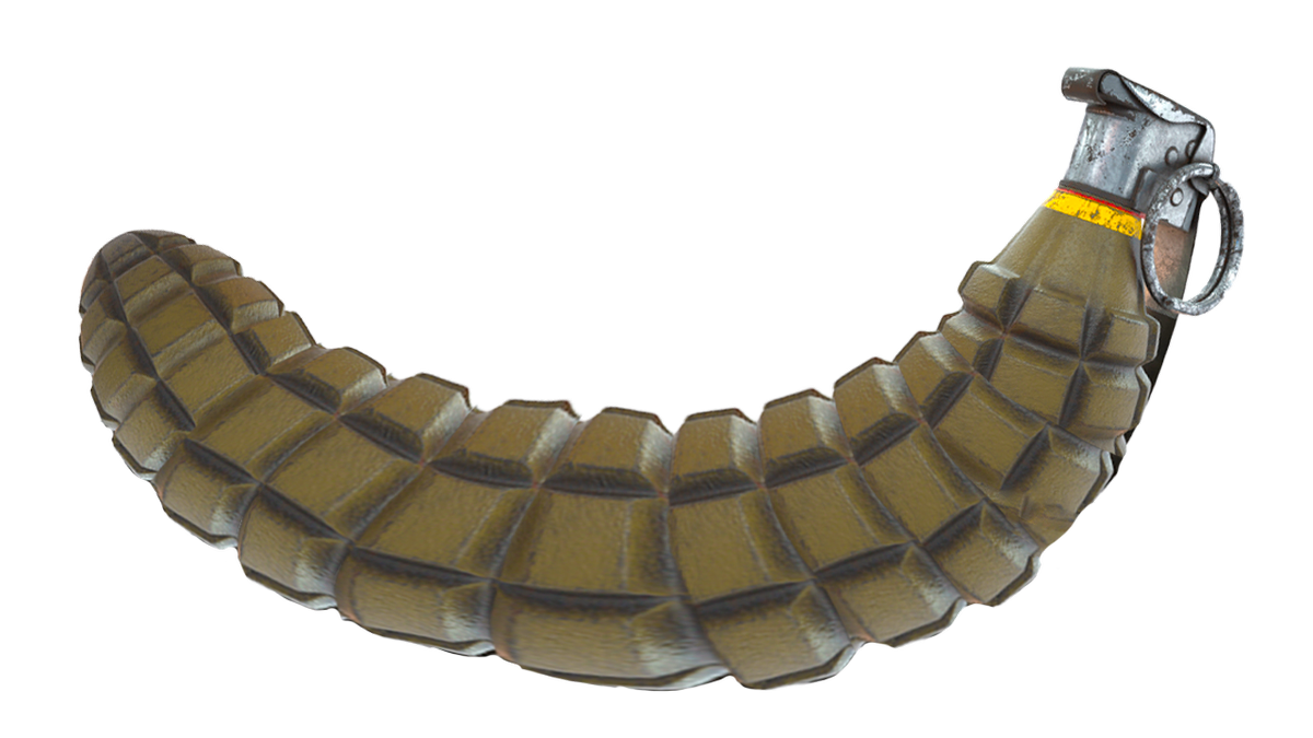 An image of a grenade, turned into a banana.