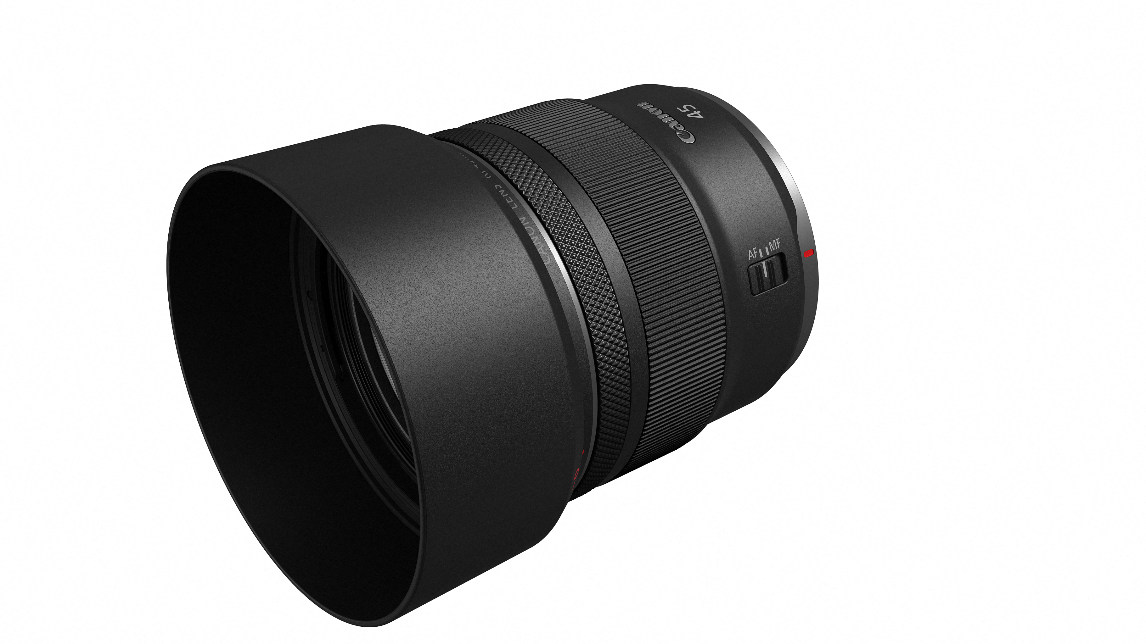 Canon RF 45mm f/1.2 STM against a white background
