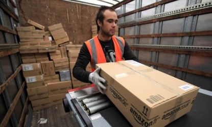 Staff at an Amazon processing center