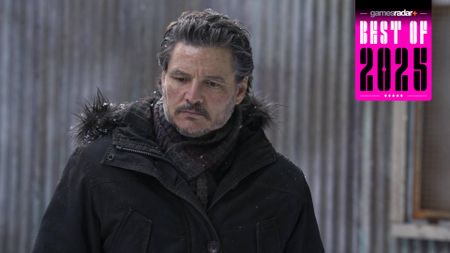 Last of Us TV show still image of Joel with GamesRadar+ Best of 2025 badge in upper right