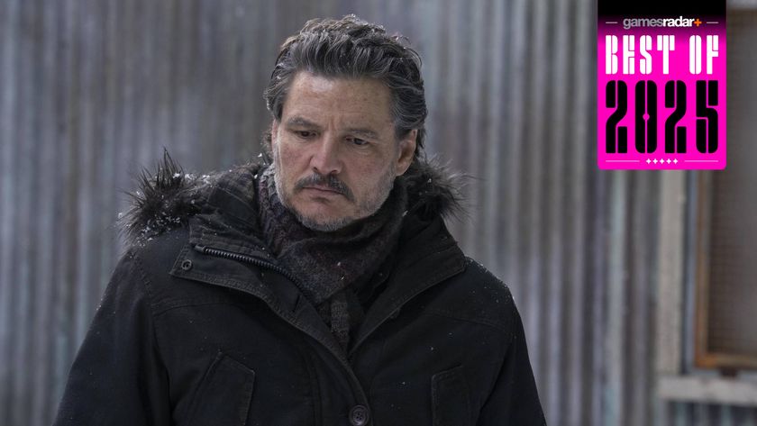 Last of Us TV show still image of Joel with GamesRadar+ Best of 2025 badge in upper right