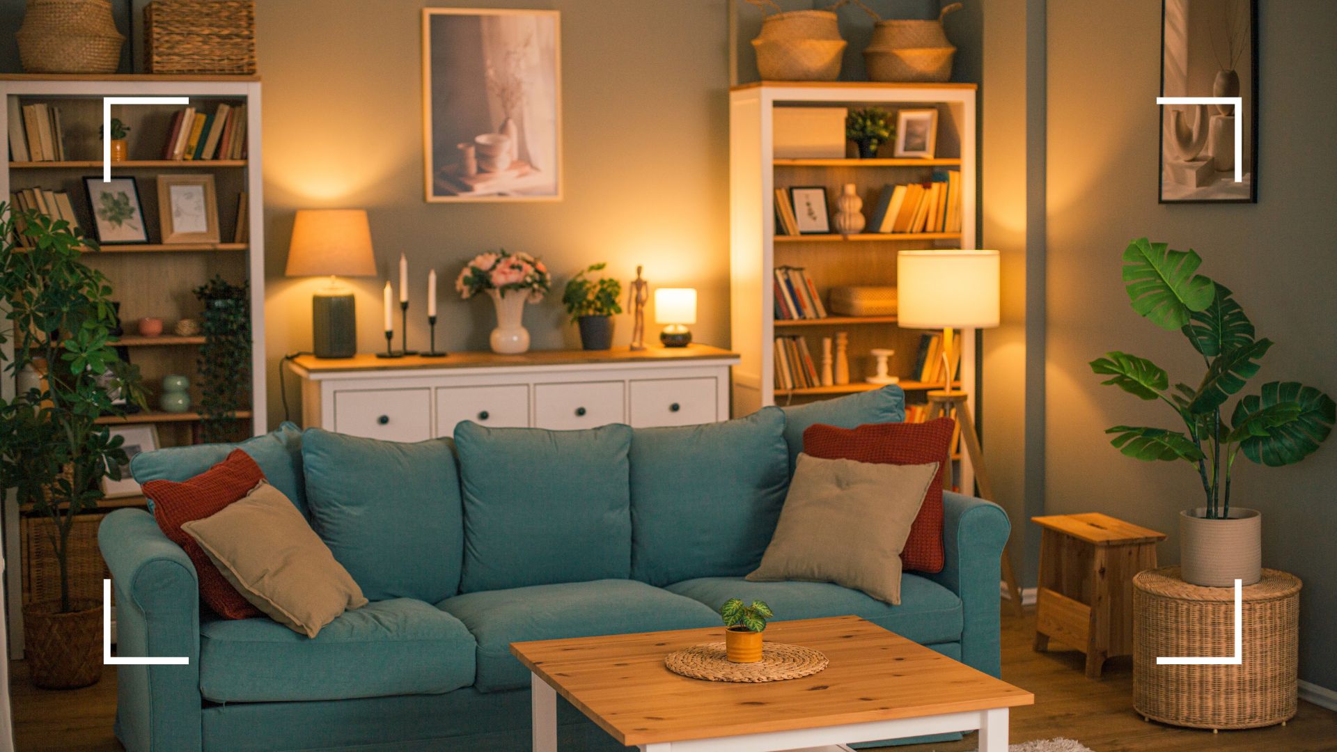  picture of living room wiht layered lighting used with lamps 