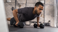 Man doing dumbbell workout