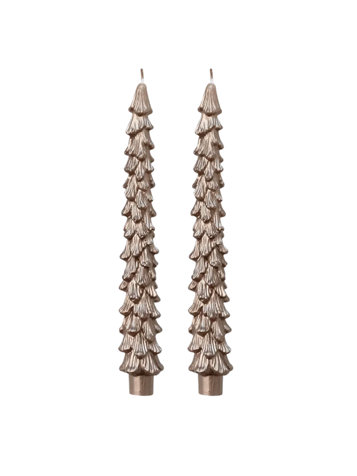 Unscented Tree Shaped Taper Candles, Set of 2