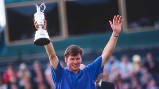 Nick Faldo with the trophy after the 1992 Open