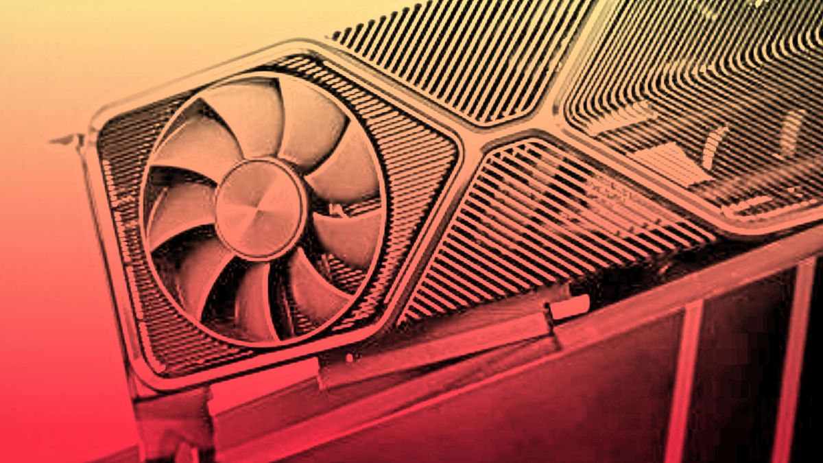 A Graphics card with red and yellow gradient overlay