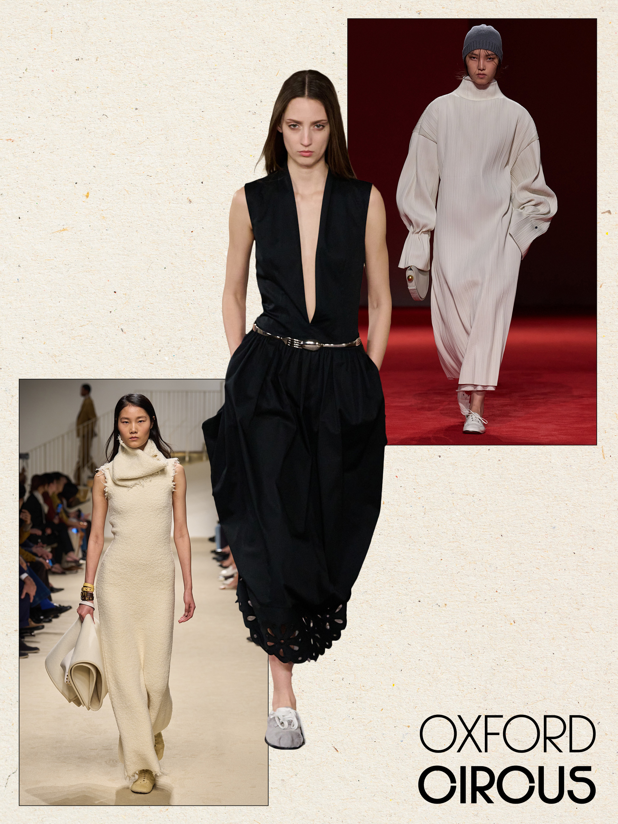 a collage of runway images featuring the biggest trends from Milan fashion week fall/winter 2026