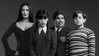 Morticia, Wednesday, Gomez and Pugsley Addams in Netflix's Wednesday