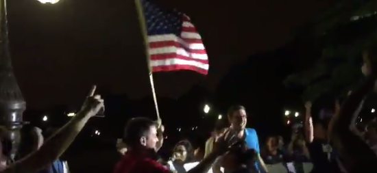 The crowd outside the Capitol.