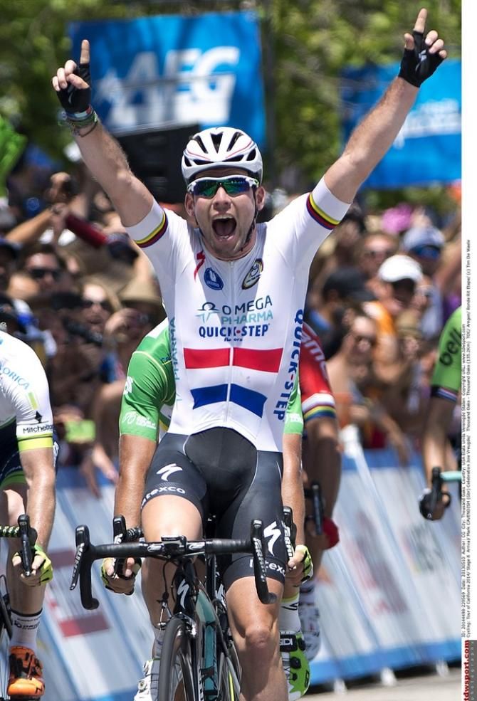 An elated Mark Cavendish (Omega Pharma-Quickstep)