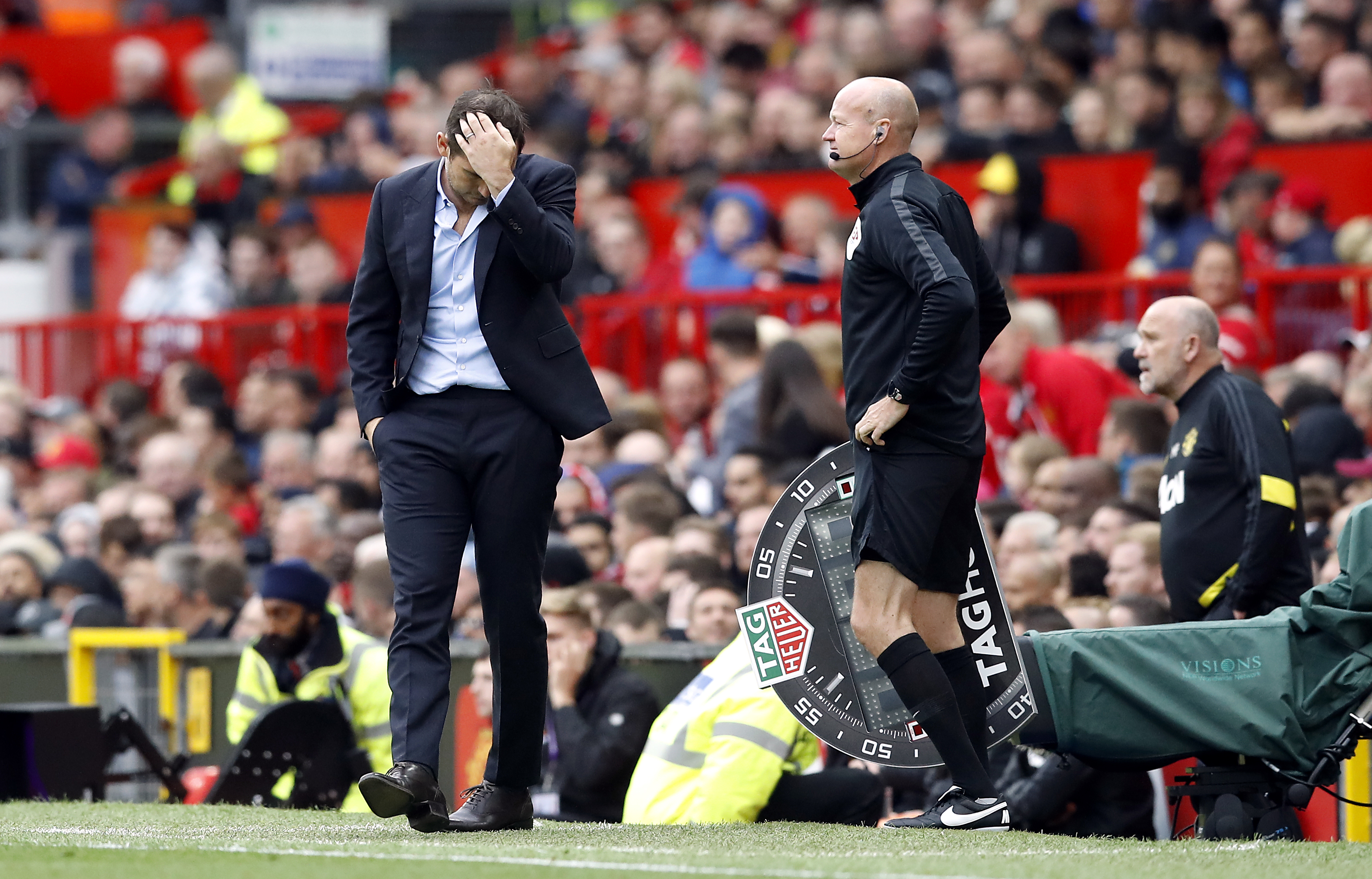 Chelsea manager Frank Lampard during his side's 4-0 defeat to Manchester United