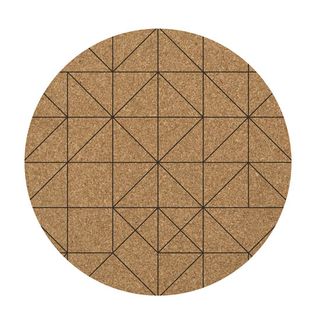 cork placemat with black print