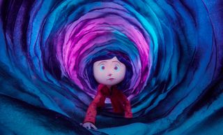 coraline crawling down the tunnel