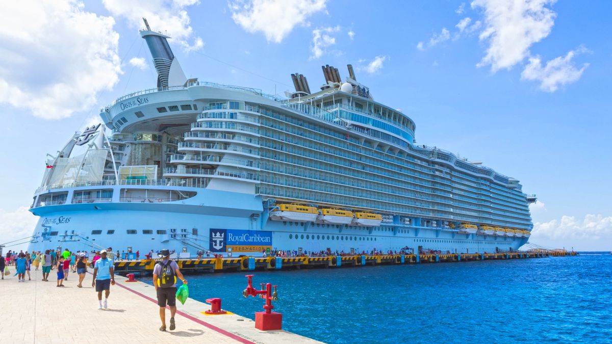 Royal Caribbean cruise ship Oasis of the Seas docked in the Cozumel port